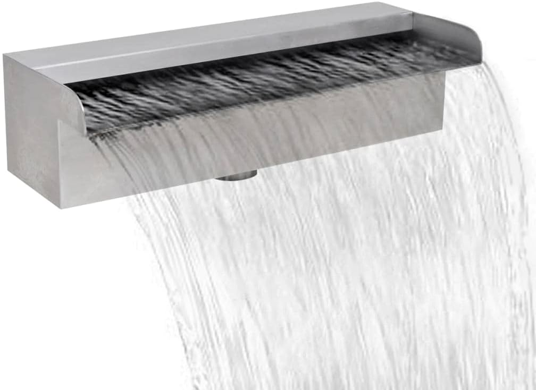 Stainless Steel Waterfall Pool Fountain with Connectors, Pool Waterfall Spillway, Rectangular Water Feature Spillway for Swimming Pool, Garden Outdoor Pond, 30 Cm image number 4