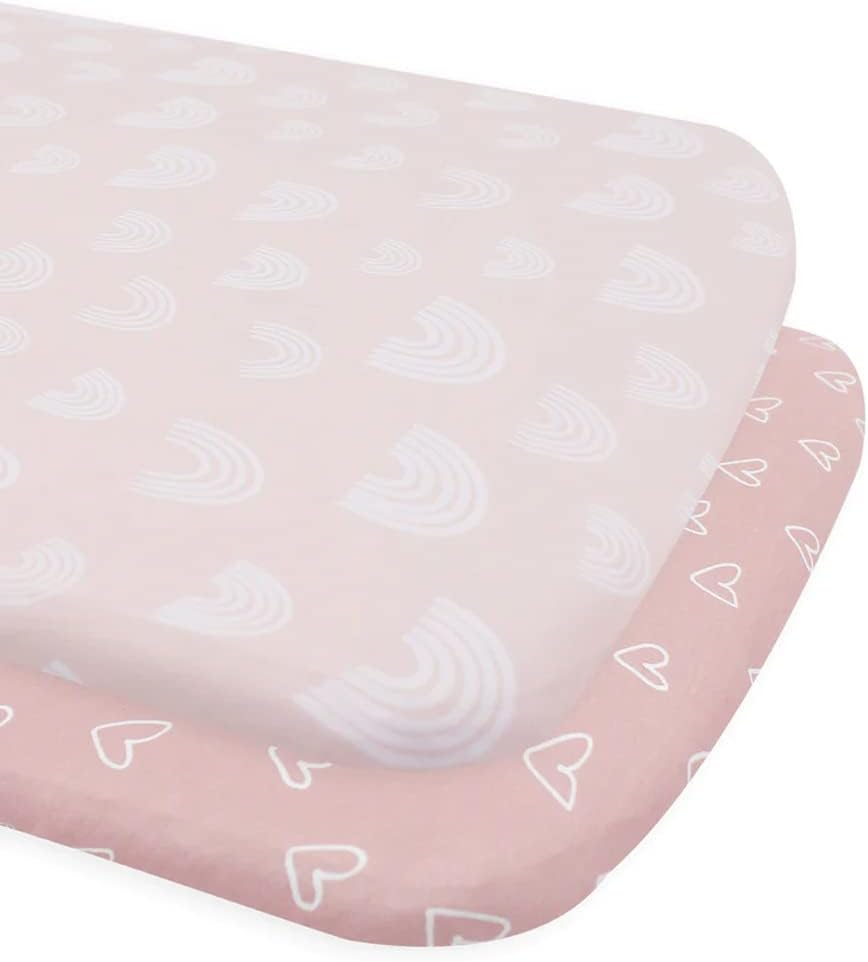 2PK Bubba Blue 55X84Cm Nordic Jersey Co-Sleeper Fitted Sheet 0-12M Berry/Rose image number 1
