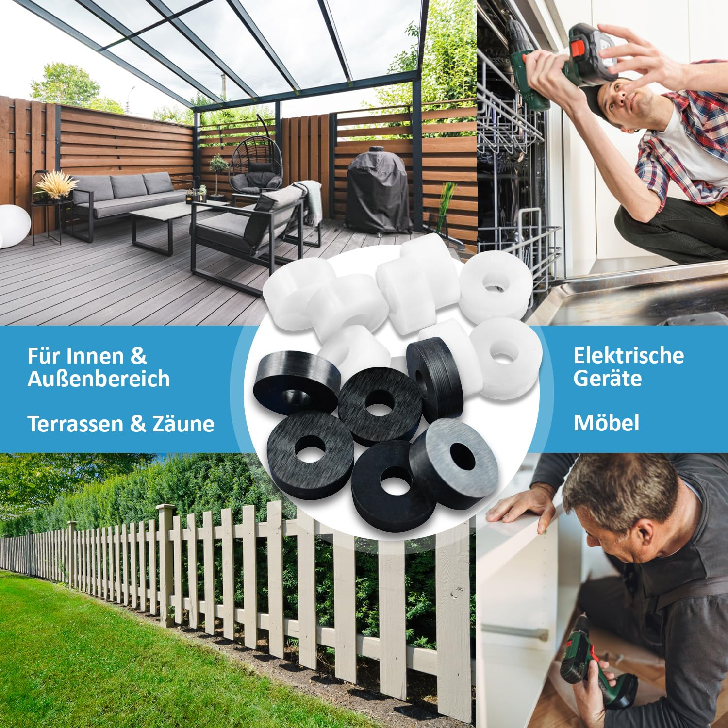 Pack of 100 Spacers 12 X 5.3 X 4 Black Plastic &ndash; Polyamide Washers as Spacers image number 2