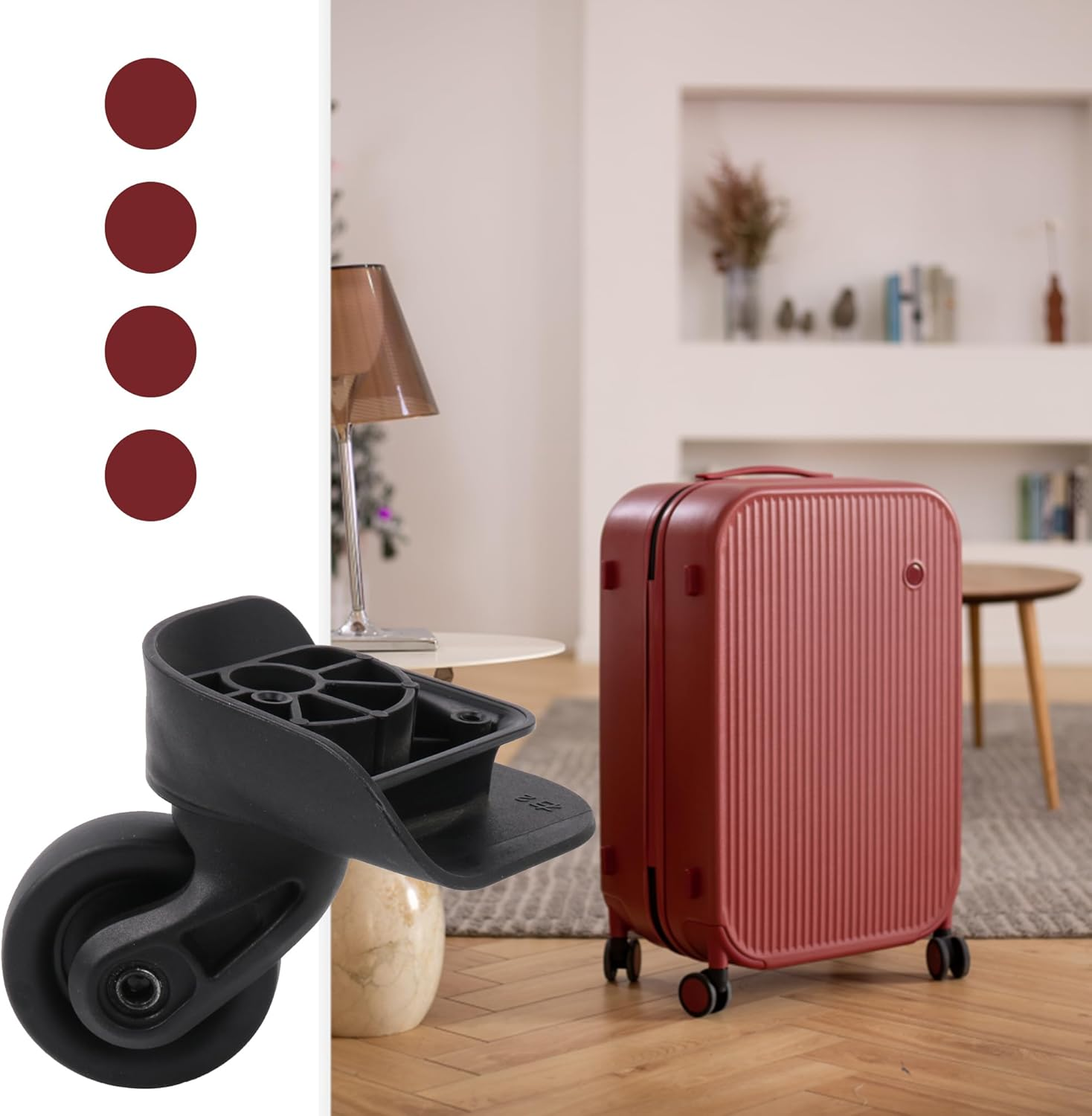 BQLZR Right Suitcase Wheels W237 Replacement Hard Caster Black for Repair Pack of 4 image number 4