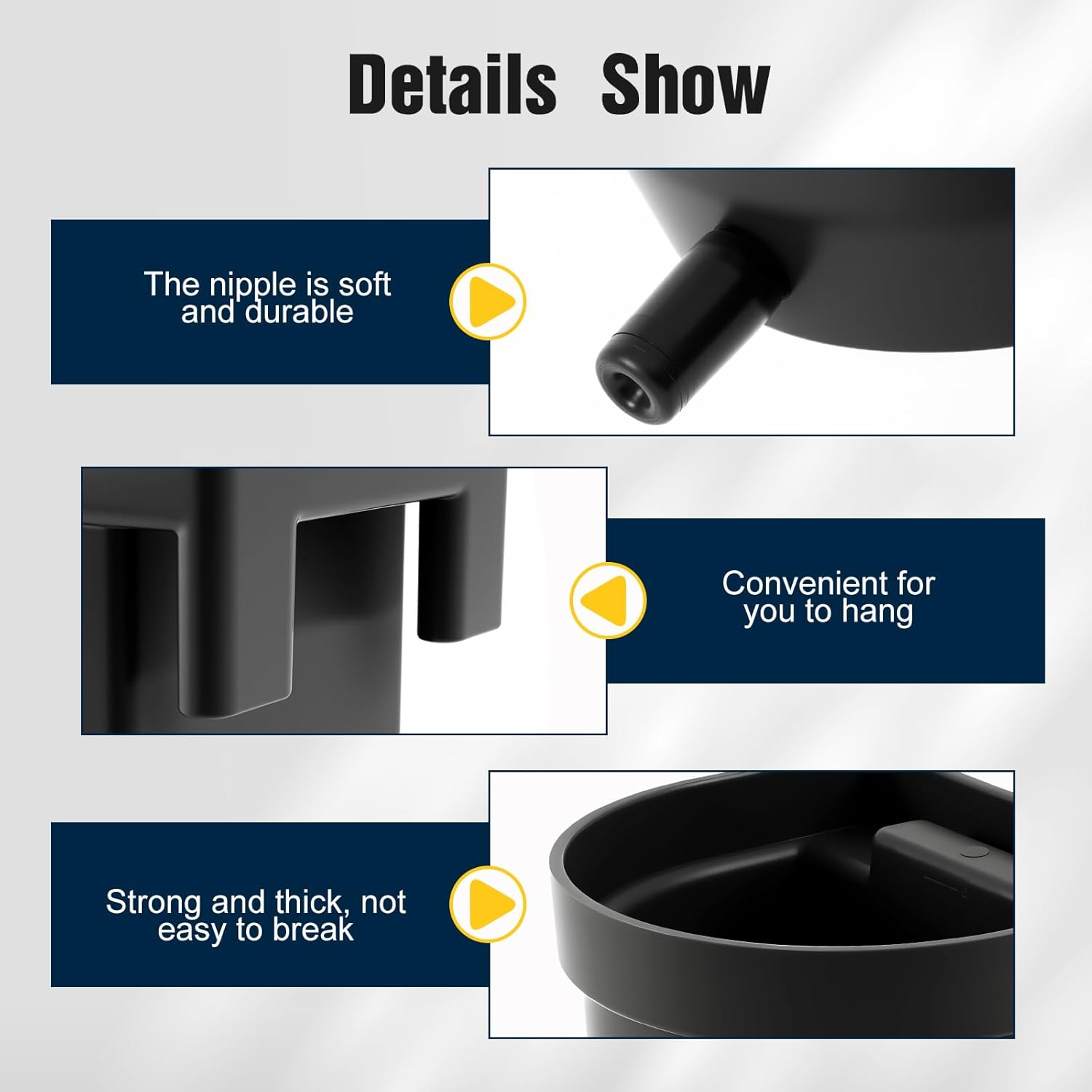 Abbylike 2 Pack 4 Quart Single Teat Calf Milk Feed Bucket Hook over Hanging Calf Feeder Bucket with Nipple Mountable Plastic Livestock Feeder for Farm Stall Barn Cowshed Cattle Housing Feeding