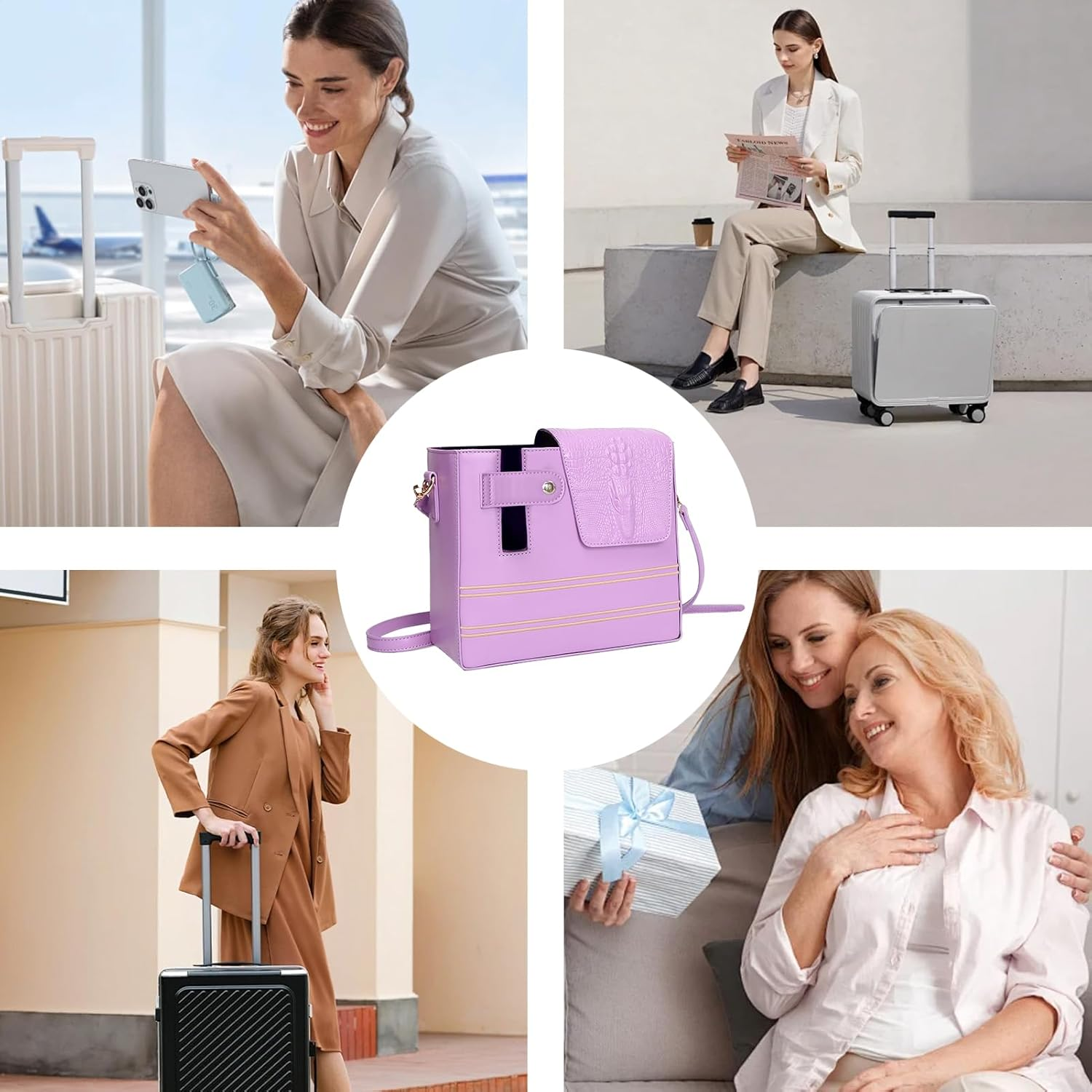 Purse with Water Bottle Holder | Strap, Pockets, Portable,Water Bottle Bag | Portable Shoulder Purse Multiple Pockets for Women Outdoor Sports Walking Hiking Travel Commuting Camping Cycling - Blue image number 5