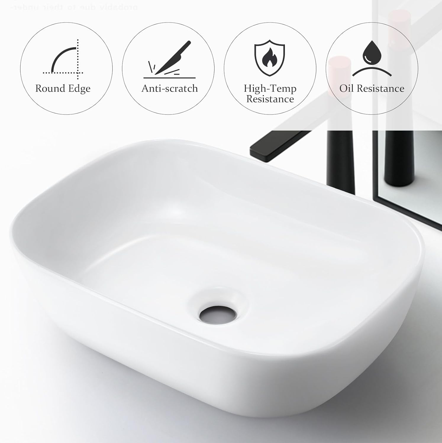 Luxsuite Bathroom Basin Ceramic Sink Vessel Hand Wash Basin Oval Vanity Washing Bowl above Counter Toilet Bath Countertop Basin White image number 6