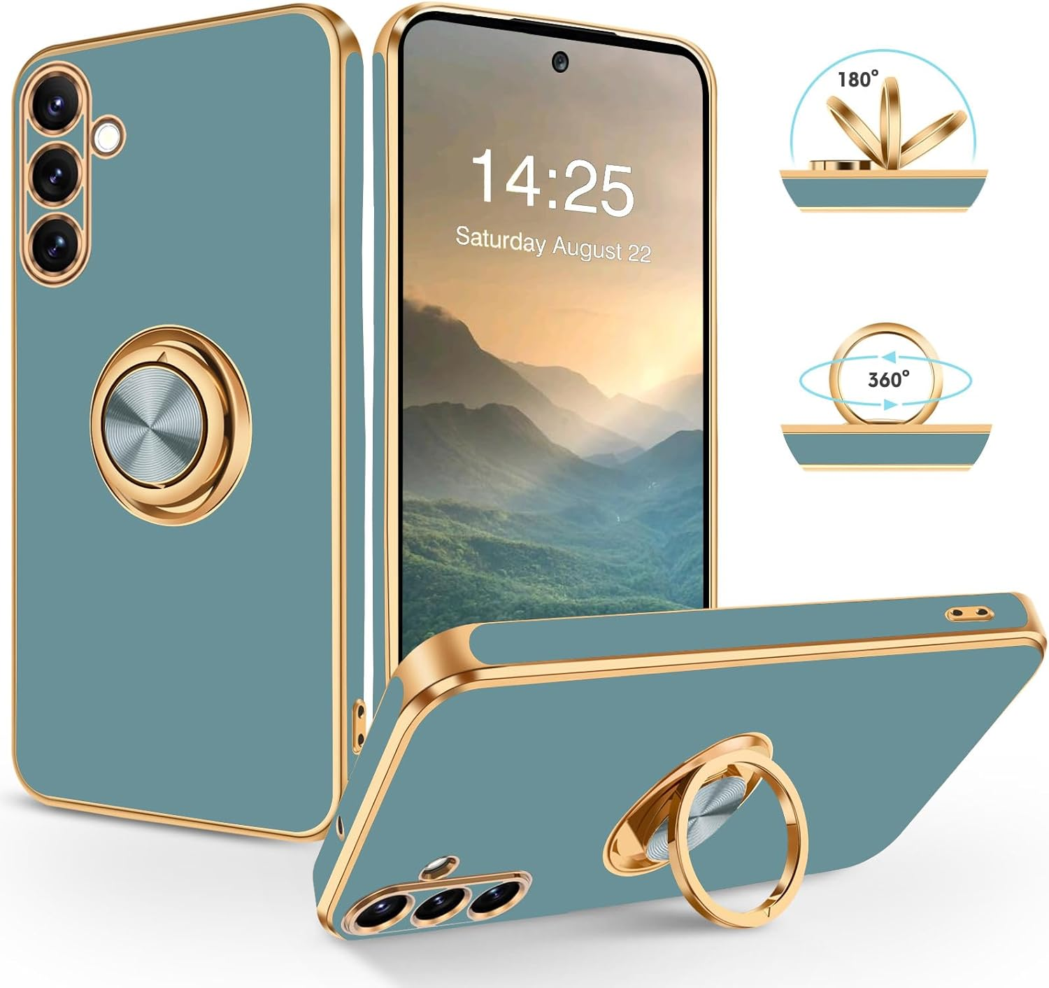 Souligo Samsung Galaxy A56 Case, Galaxy A56 Mobile Phone Case Slim Soft TPU Silicone Case Cover with 360 Degree Ring Holder Stand Stable Scratch-Resistant Case for Samsung Galaxy A56 4G / A56 5G White