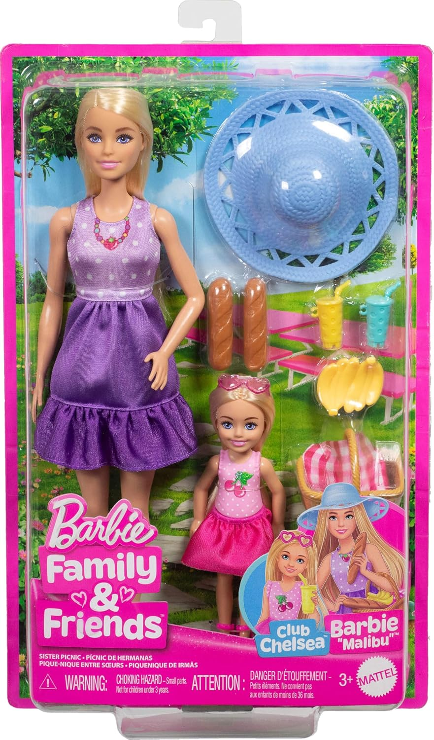 Barbie Family & Friends Dolls & Accessories Playset, Picnic-Themed Playset with Fashion & Small Dolls, plus 9 Pieces Including Food image number 4