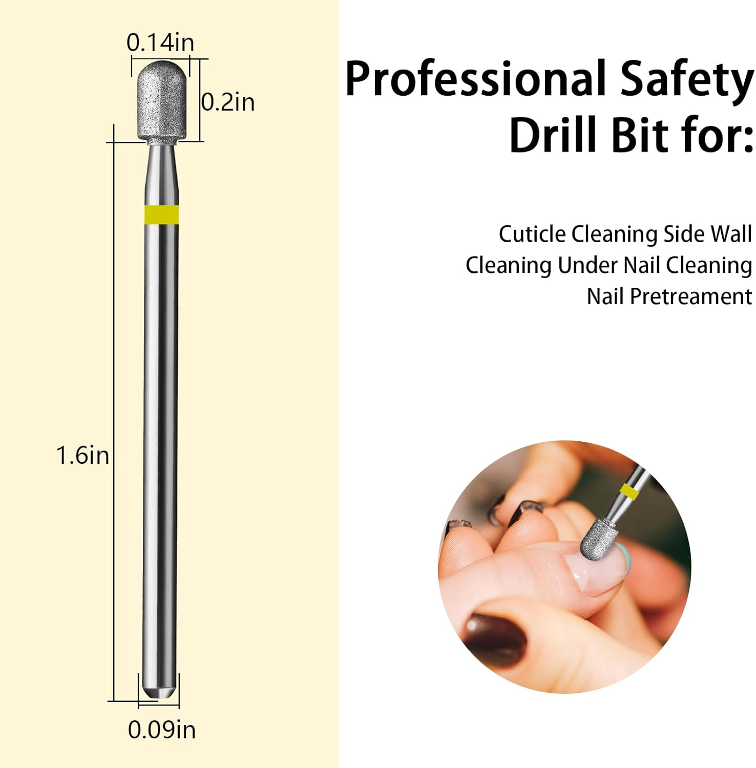Nail Drill Bit,Cylinder Diamond Carbide Cuticle Remover Bit,3/32" Shank,Professional Diamond Carbide Nail Drill Bit for Acrylic Gel Nails,Home Salon & Diy(Exrta Fine) image number 5