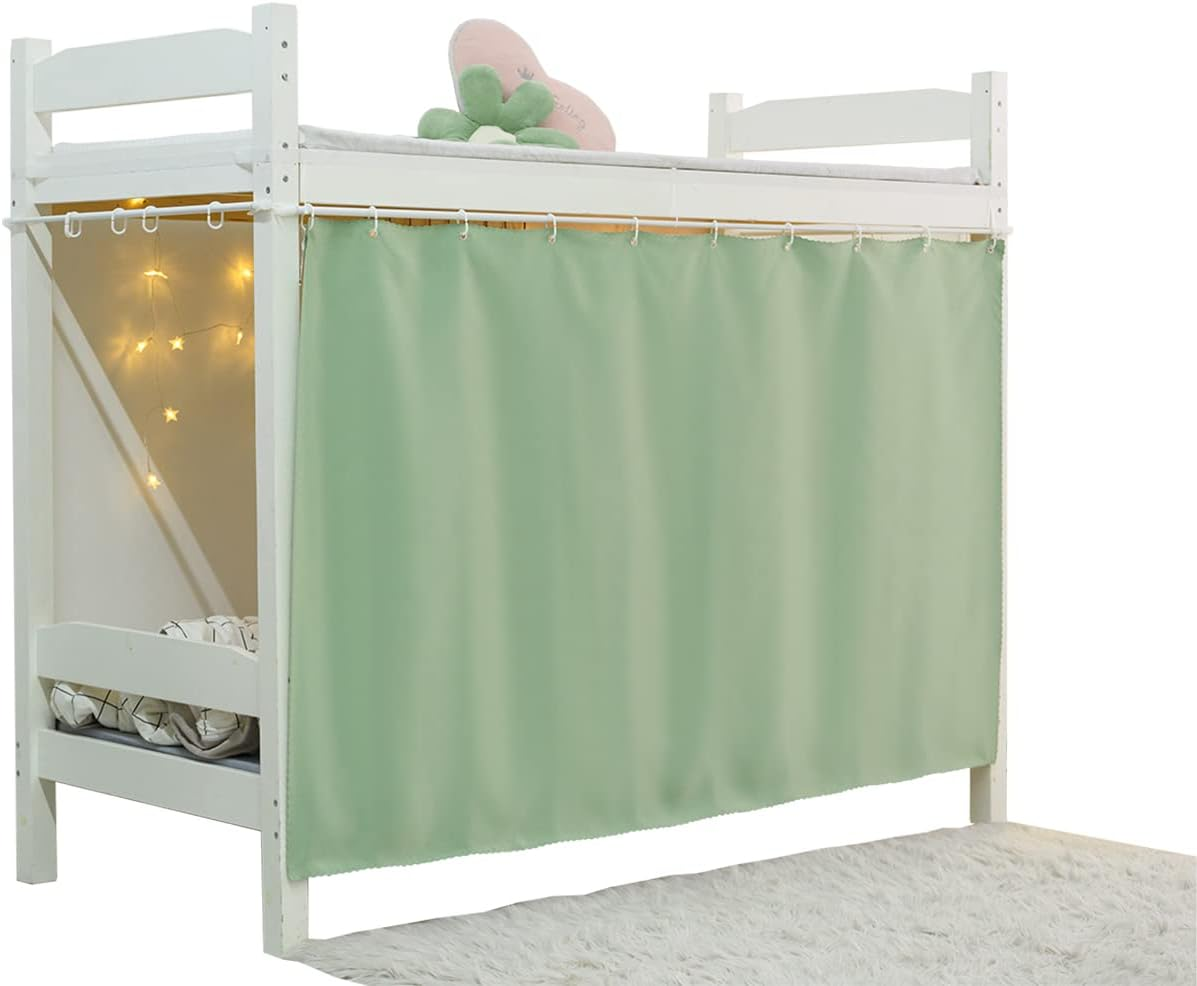 Teanea Heavy-Duty Blackout Bottom Bunk Bed Curtains Privacy Canopy Twin Size for Home Dorm, 1 Panel, Green