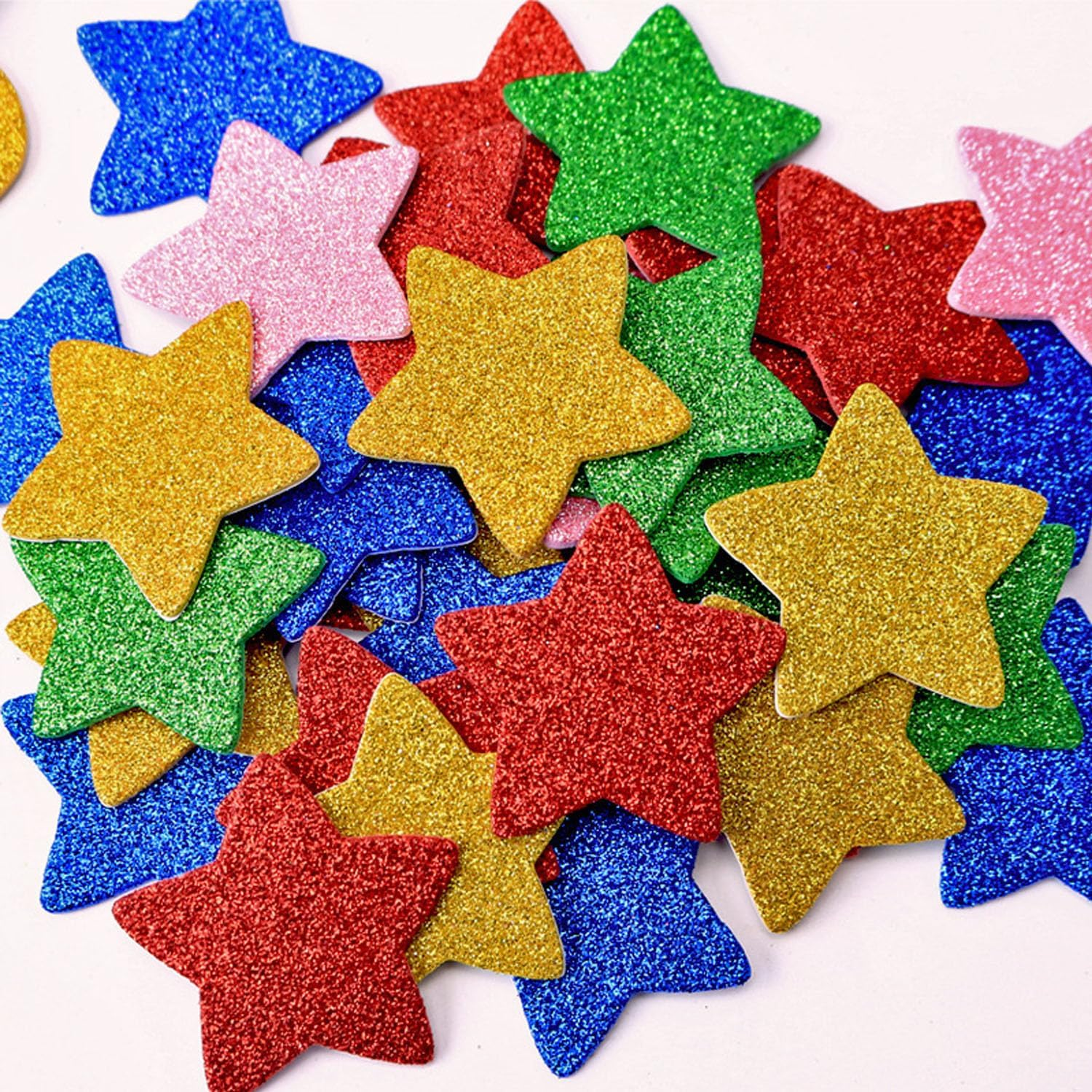 Mtxorvix 300Pcs Colorful Glitter Foam Stickers Self-Adhesive Stars & Mini Hearts - Crafts Supplies for Greeting Cards, Home Decoration, Valentine'S Day DIY Decorative Stickers image number 3