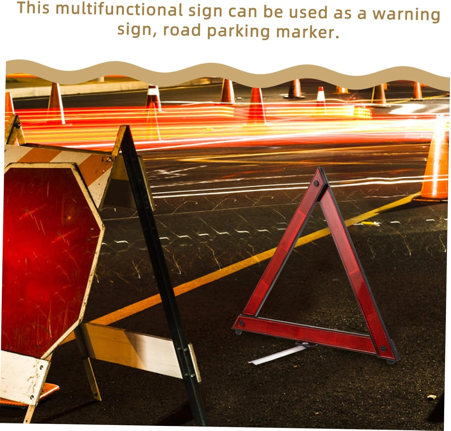 NOLITOY 3Pcs Car Safety Triangles Reflective Roadside Warning Triangles Foldable Traffic Emergency Reflectors for Vehicle Breakdown and Road Safety image number 1