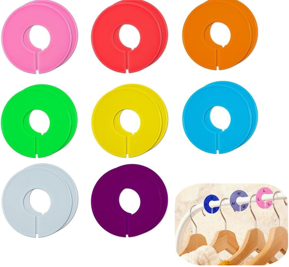 16Pcs Closet Dividers, round Clothing Rack Dividers Plain Closet Dividers for Hanging Clothes, Color Plastic Hanger Tags Clothing Rack Dividers round Closet Labels Reusable Wardrobe Hanger Separator image number 5