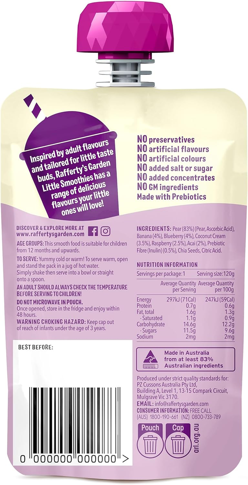 Rafferty'S Garden Coconut Berry No Added Sugar Little Smoothies for 1-3 Year Old Toddlers 120 G (Case of 6) image number 2