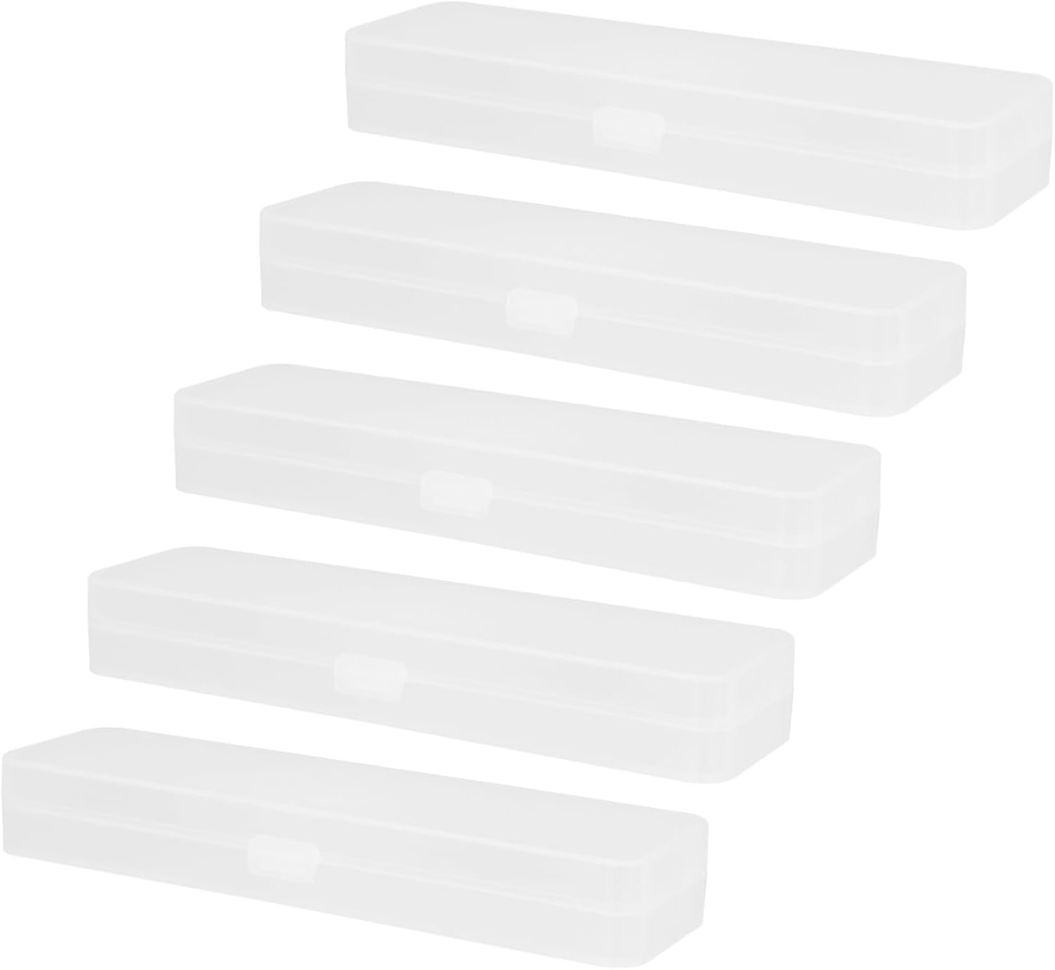 SEWACC 5Pcs Oblong Pencil Storage Box Scratch-Resistant Stationery Organizer for School Office and Home Use Semi-Transparent Design Ample Space for Pens and Accessories image number 4
