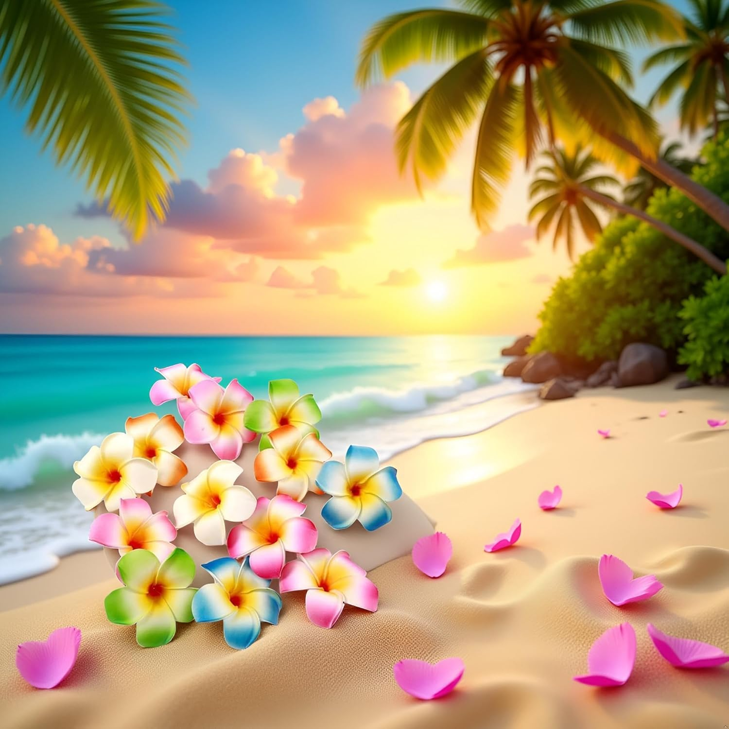 10 Pcs Multicolor Hawaii Plumeria Flower Clips, Hawaiian Flower Hair Barrettes Beach Party Hair Clips Artificial Tropical Hairpins Hair Accessories for Wedding Styling (7Cm) image number 2