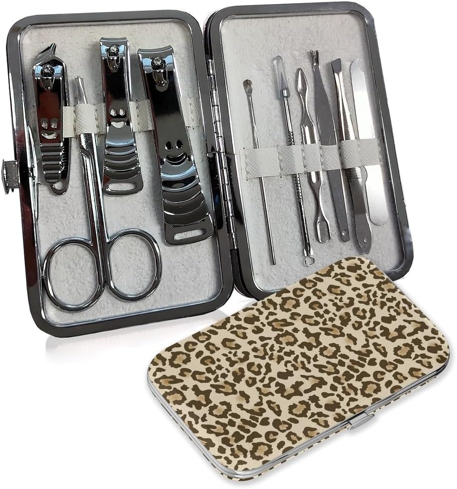 Manicure Set 10 in 1 Stainless Steel Manicure Kit Professional Pedicure Grooming Kit Portable Pedicure Kit Nail Tools & Accessories Hair Facial Care and Nail Care for Men and Women (Peonie Rose)