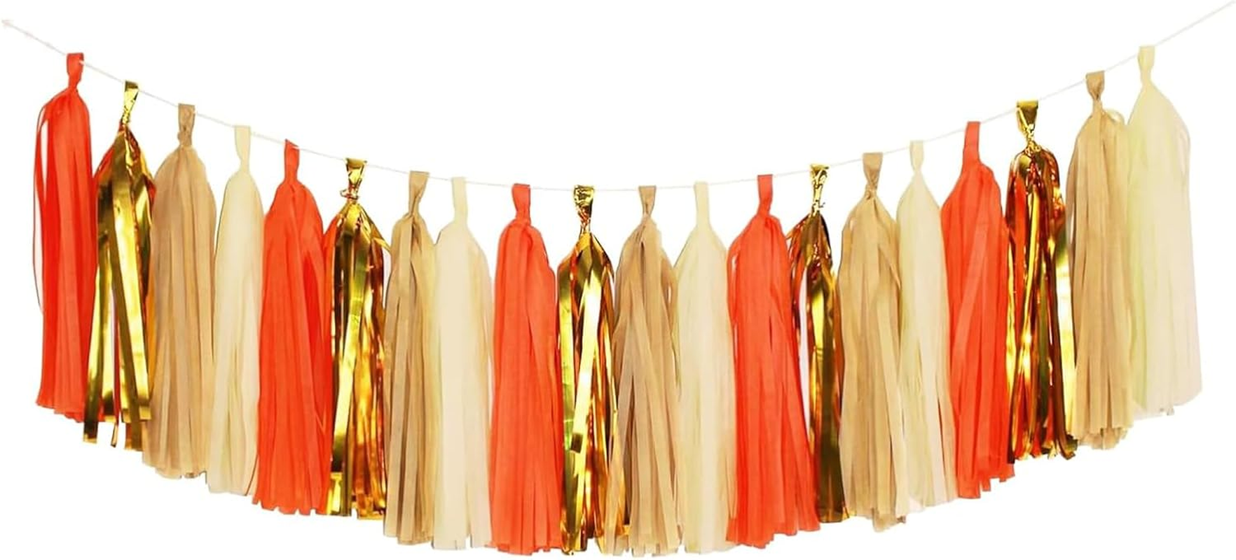 Fkereg 20 Pieces Tissue Paper Tassel Garland, Birthday Tassel Garland Party Decor, Metallic Fringe Balloon Tassel Banner Tails for Classroom Baby Shower Gender Reveal Hanging Decoration, A