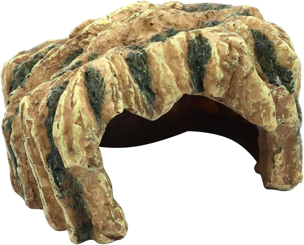 NUZAMAS Turtles Fish Hide Cave Fish Hiding Cave Aquarium Decoration Terrarium Stone Hideaway Natural Habitat Ornament for Turtle Gecko Spiders Frogs Lizards image number 1
