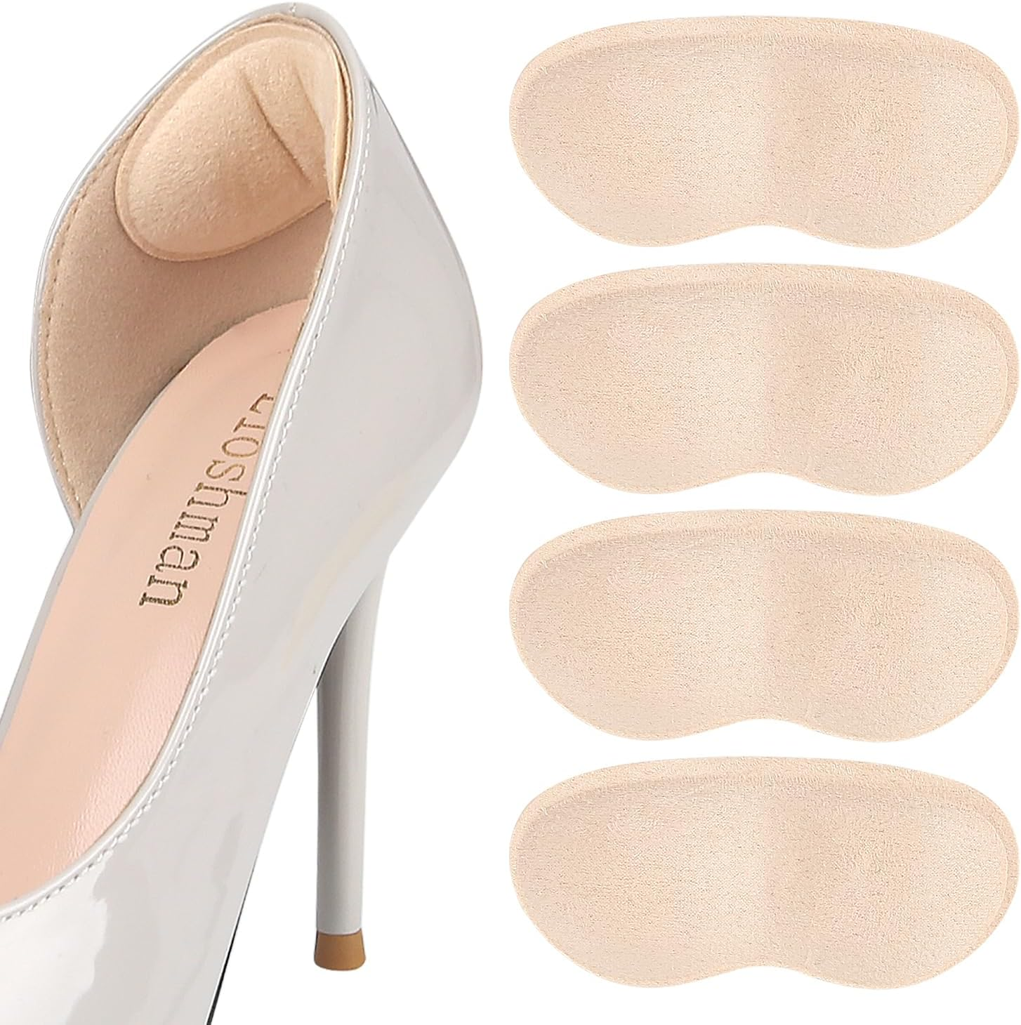 Heel Grips for Shoes That Are Too Big - Shoe Inserts for Women & Men, Non-Slip Heel Pads with Cushioning, Blister Prevention Liner for Loose Shoes, Gap Filler Comfort Accessories (Black, 4 Pairs)