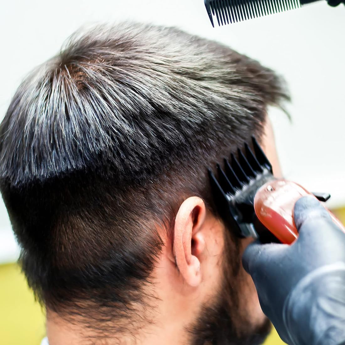 10PCS Clipper Guards, Professional Hair Cutting Guides Compatible with Wahl Clipper, Clipper Guards with Metal Clip-From 1/16 Inch to 1 Inch(1.5-25Mm) Detail Cleaning Brush(Black) image number 1