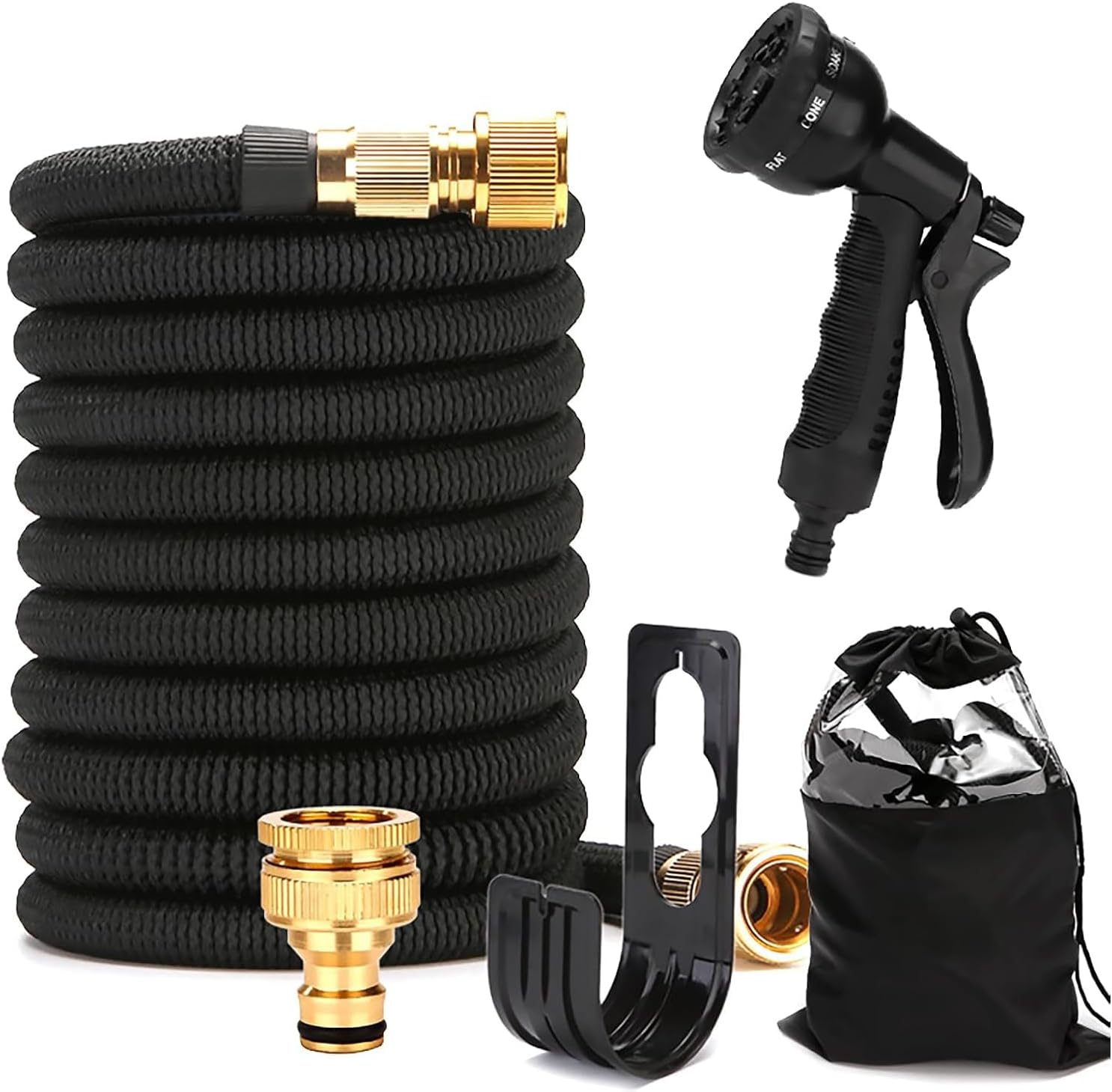 25Ft Garden Hose, Lightweight Hose with 8 Function Nozzle, Leak-Proof, No-Knot, Easy to Carry, Wear-Resistant, Sturdy, Flexible, 3/4GHT, Water Hose for Yard, Garden, Outdoor