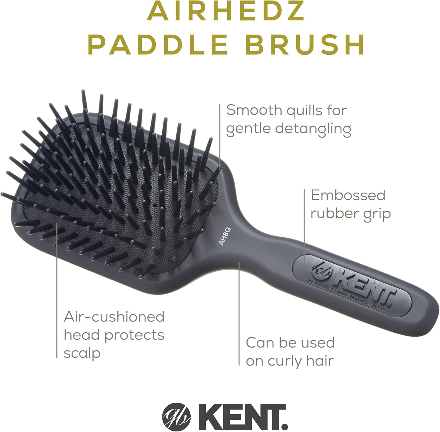 Kent Medium Paddle Brush with Large Quills image number 4