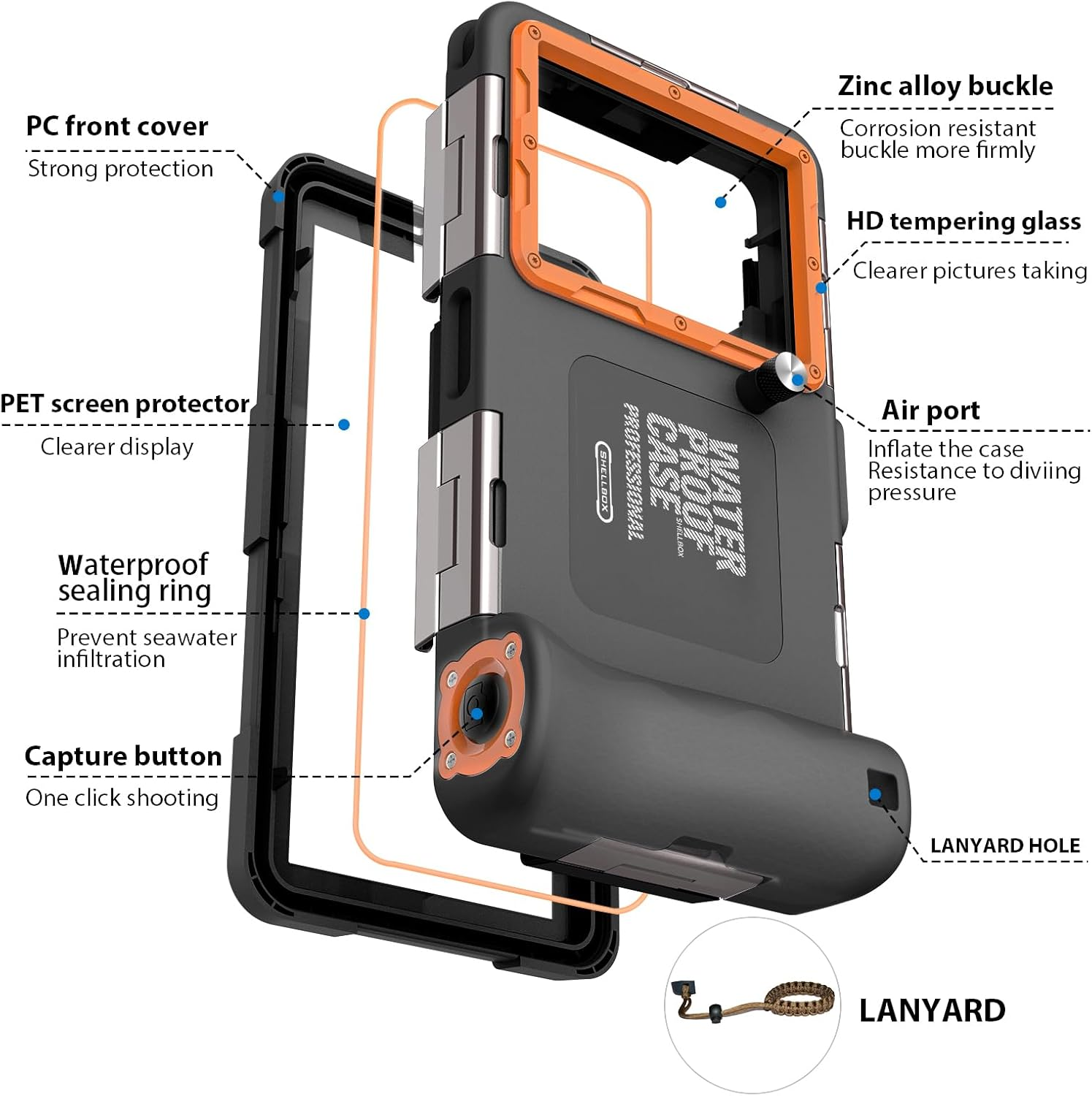 MKERED Waterproof Phone Case Underwater Phone Pouch 15M Case with Lanyard for Swimming Snorkeling Raining Dustproof for Iphone 15 14 13 Pro Max Samsung S24 S23 S22 Ultra A55 A35 A25 A15 A54 A34 - 2Nd Generation Gray image number 5