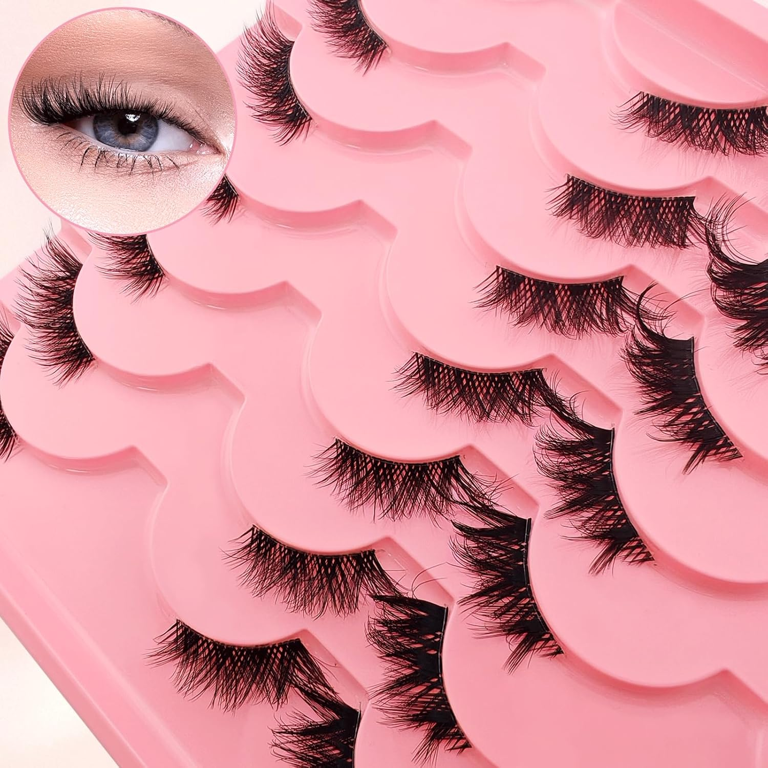 14 Pairs Clear Band Half Eyelashes, Cat Eye, 2 Styles Mixed 12 Mm Short Cat Eye Artificial Eyelashes, Natural Look, 1/2 Corner False Eyelashes, 3/4 Corner Eyelashes (14P-CZ05+29) image number 1