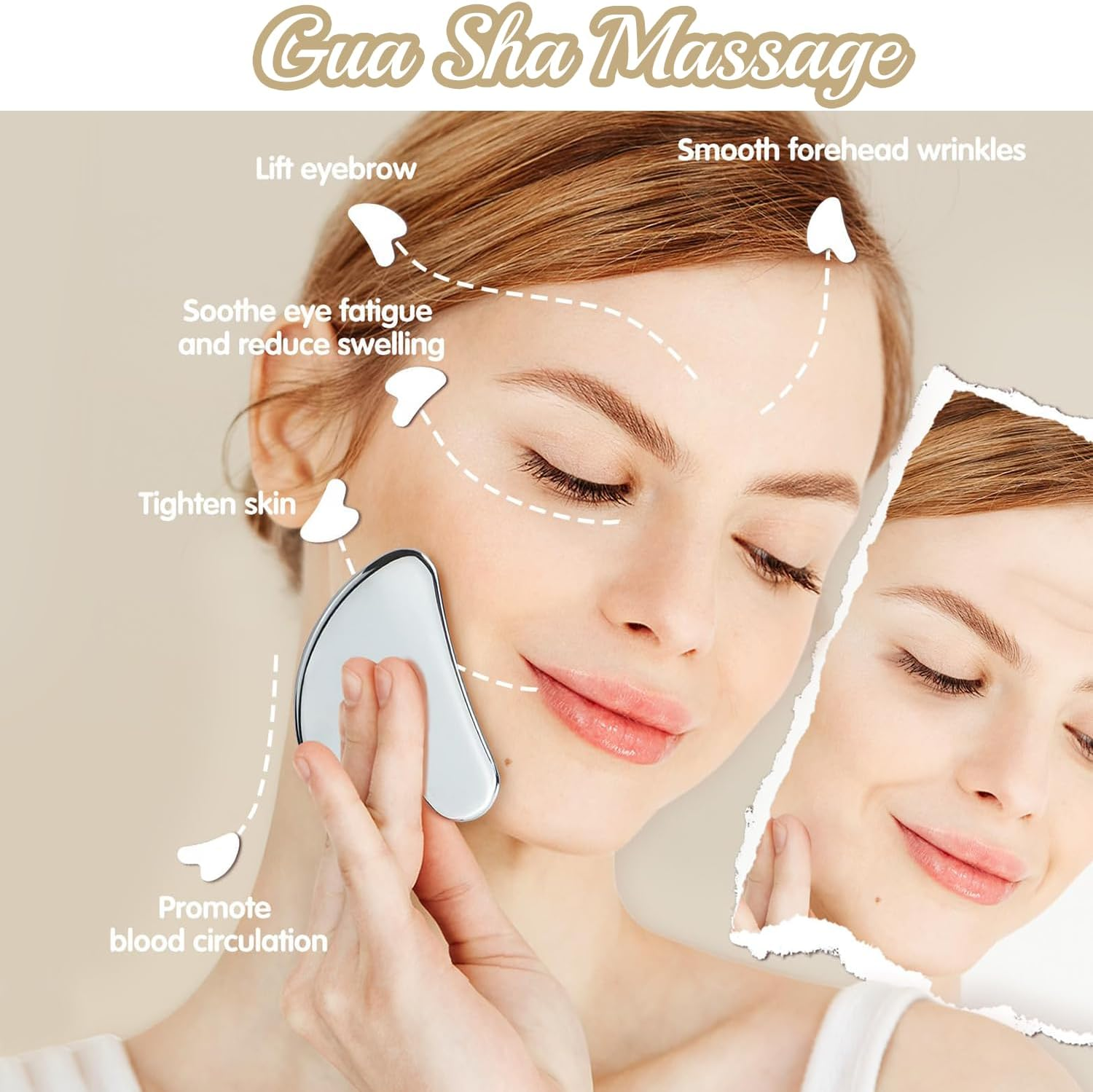 2 Pieces Stainless Steel Gua Sha Facial Tools-Guasha Tool for Face Metal Gua Sha 、Tighten Skin Massage 、Guasha Beauty Tool for Body、 Eyes、 Neck、 Massager (Heart Model) image number 1