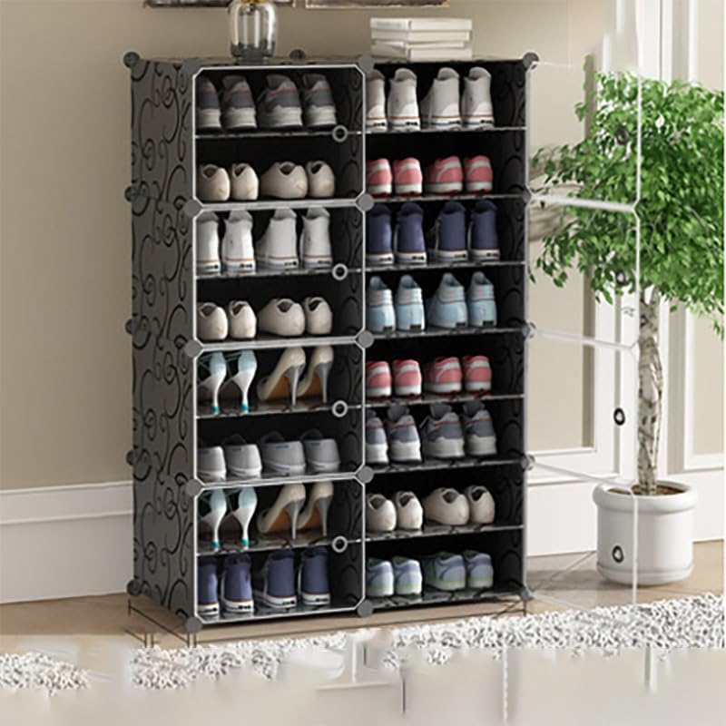 AUKO Portable Shoe Storage Plastic Cube Storage Tower Shelves for Storage Shoe Cabinet Shoe Rack (White 3 Column 6 Row) image number 6