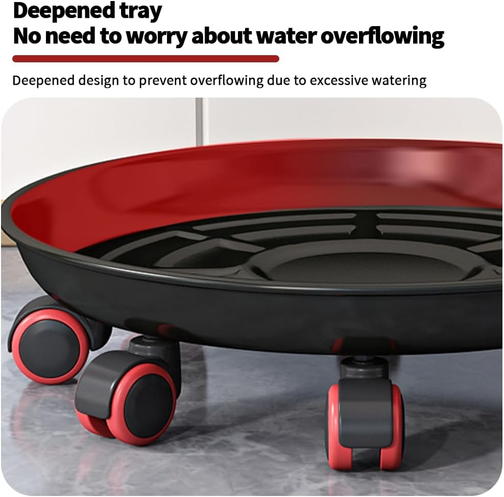 TOMVAES Metal Plant Caddy with Wheels,23Cm Rolling Plant Stand Heavy Duty Plant Dolly with Casters for Indoor and Outdoor Large Planter Casters Potted Plant Mover,Black image number 3