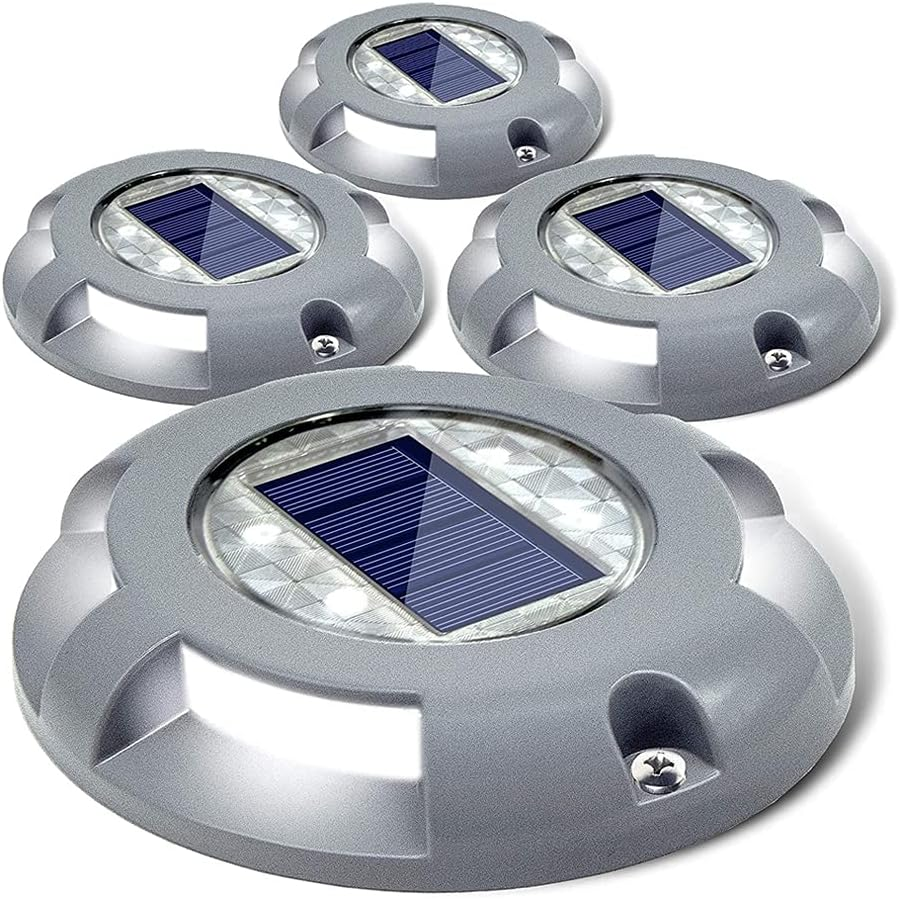 Siedinlar Solar Deck Lights Solar Lights Outdoor Blue LED Light Waterproof Garden Decor for Garden Driveway Pathway (4 Pack)