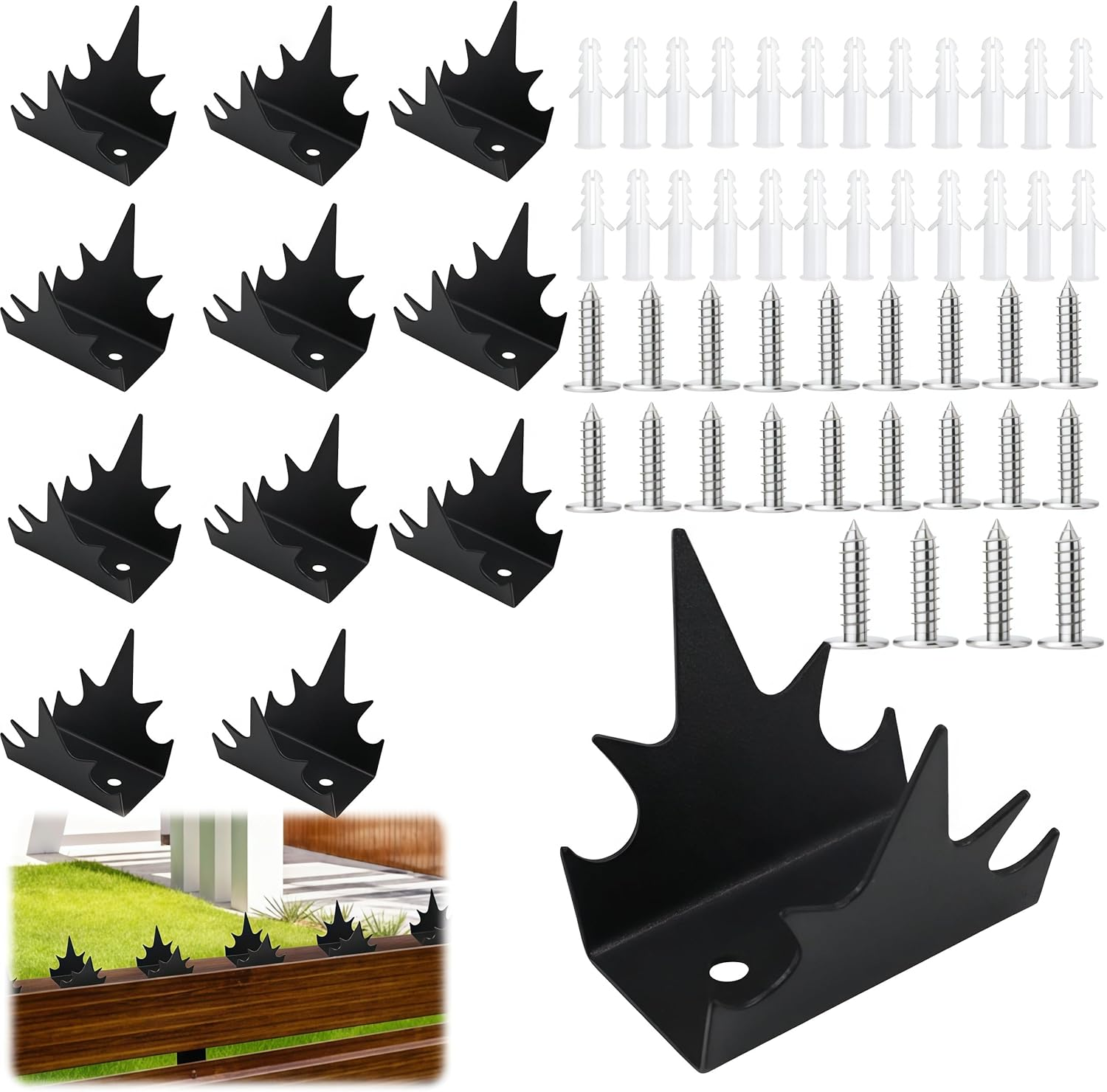 12Pcs Fence Wall Spike Metal Anti-Climb Fence Security Spike, with Screws,Theft Duty Intruder Deterrent,Spike Sturdy Home Safety Spike, for Outdoor Home Security and Farm Protection