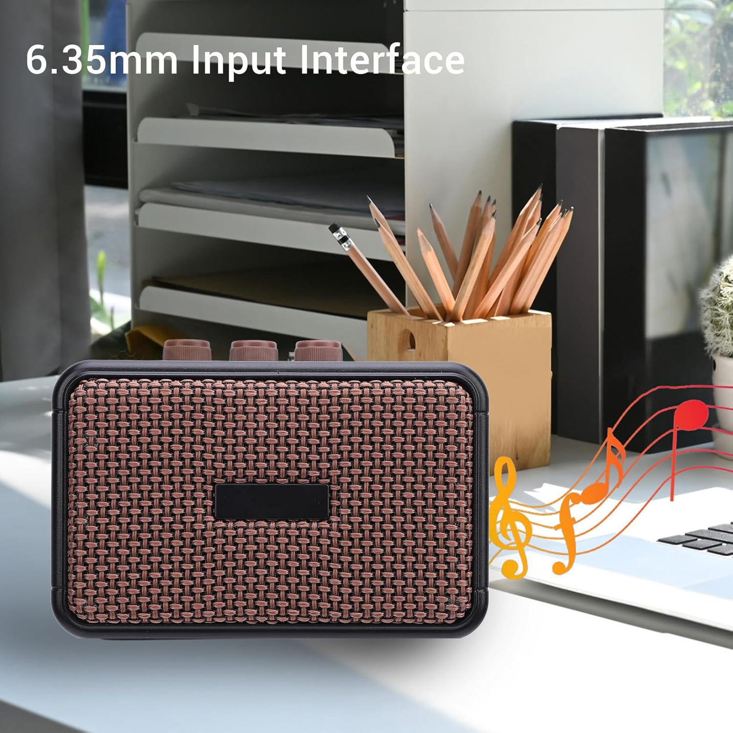 6.35Mm Interface Electric Guitar Amp with Double Speakers, Guitar Amplifier, 1.75In Portable Guitar Combo Amp Mini Guitar Amplifier USB Rechargeable Practice Guitar Amp image number 2