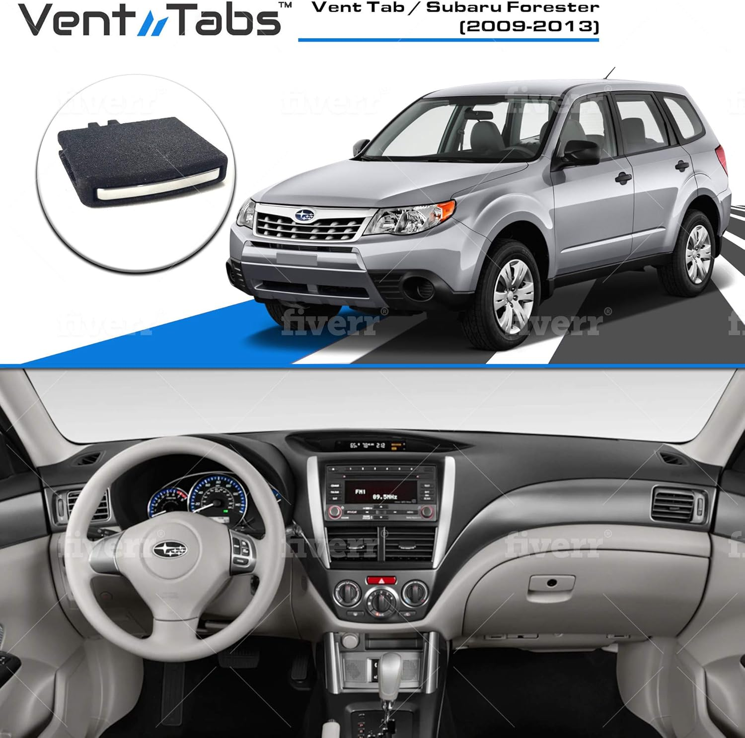 Vent Tabs Compatible/Replacement Forester 2009-2013 AC Vent Clip Air Grille Tab for 2.5X,2.5X Prem, 2.5XT,2.5XT Ltd image number 1