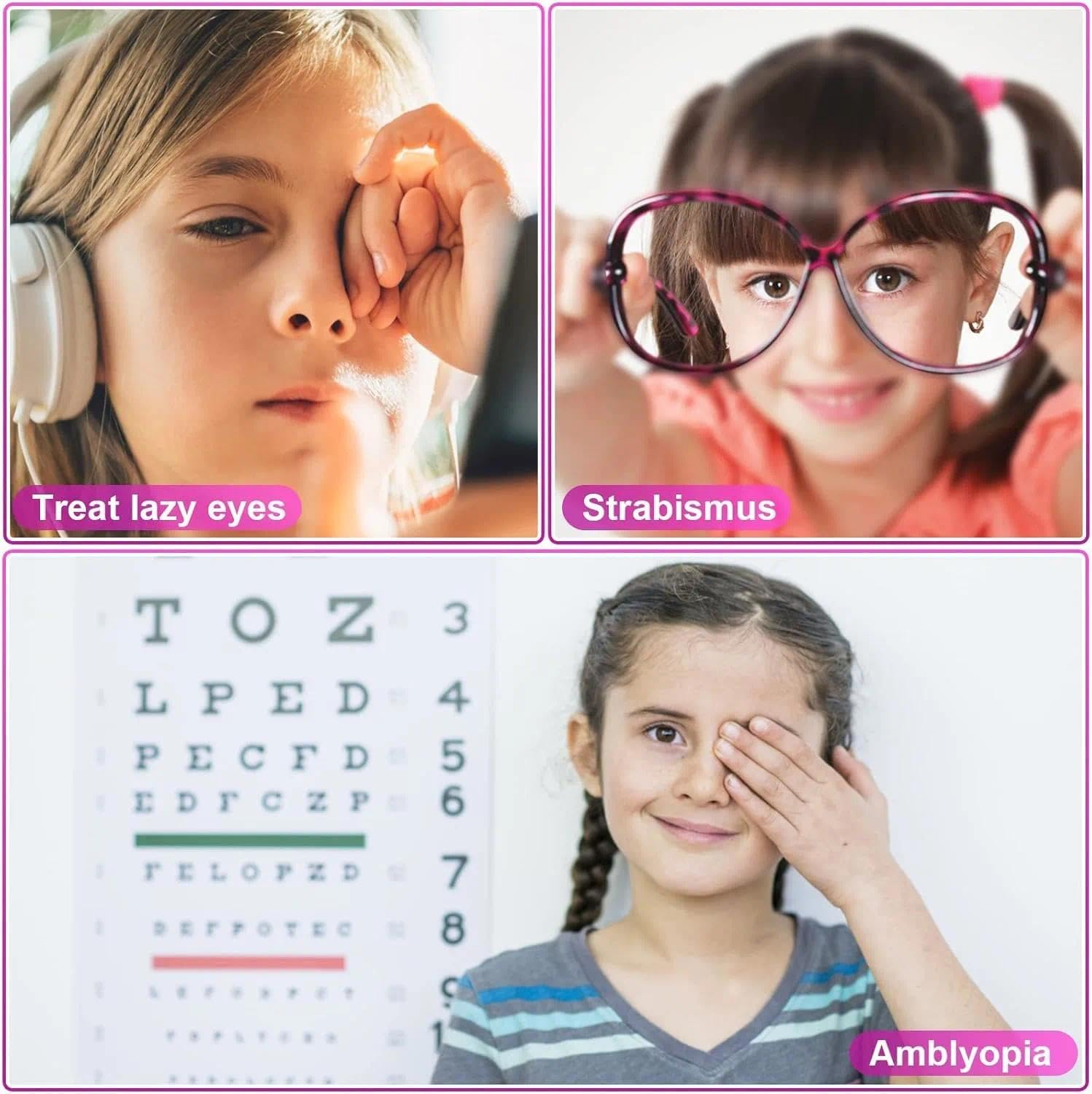 Eye Patch for Kids, Kids Eye Patch, Pink Eye Patch, Reusable, Full Coverage, No Light Leakage, Compatible with Kids Glasses (Left Eye, Pink Unicorn) - Unron image number 2
