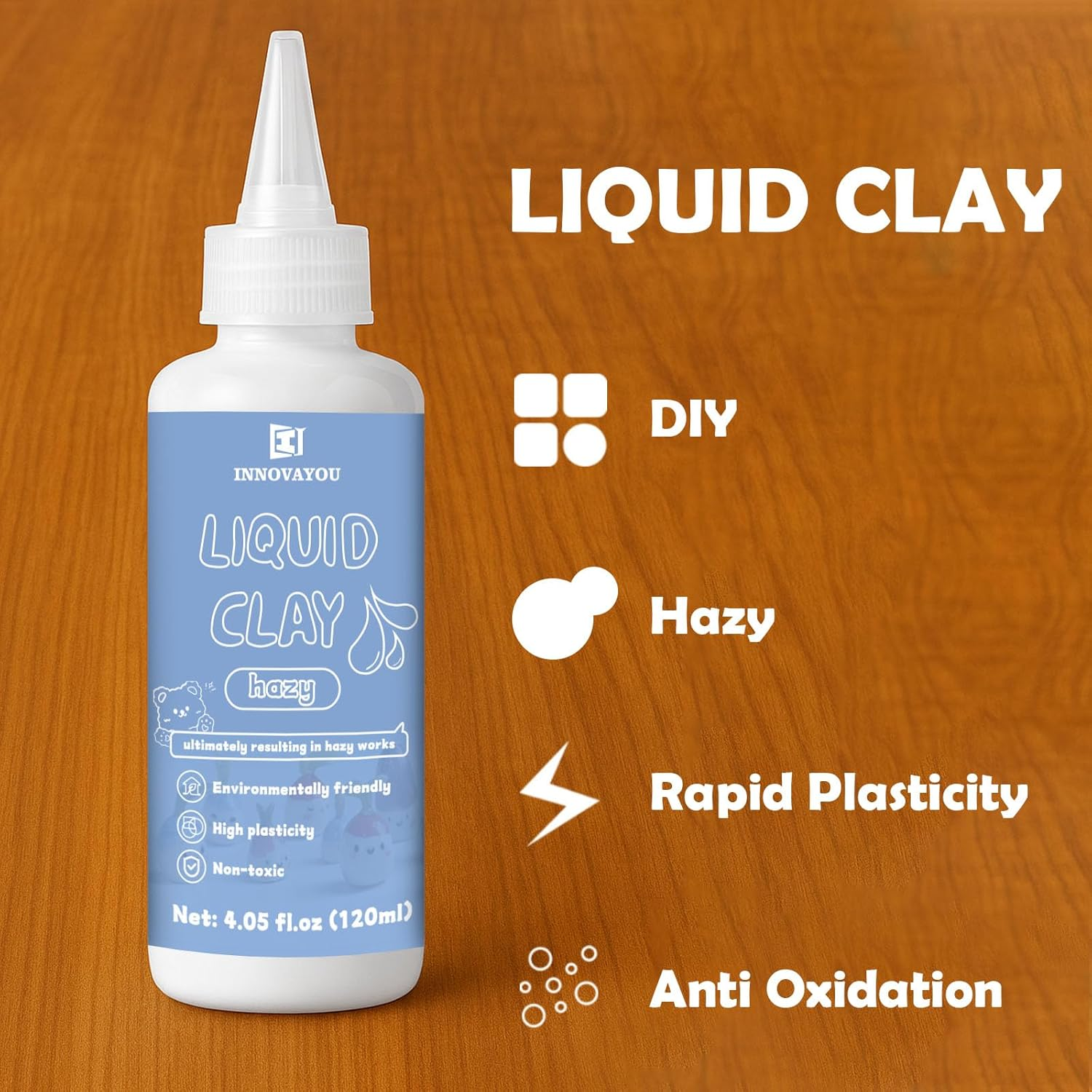 INNOVAYOU Liquid Polymer Clay 120Ml, Hazy & Flexible, Perfect for DIY Decorations, Jewelry, Toys & Household Items, Ideal for All Clay Artists image number 2