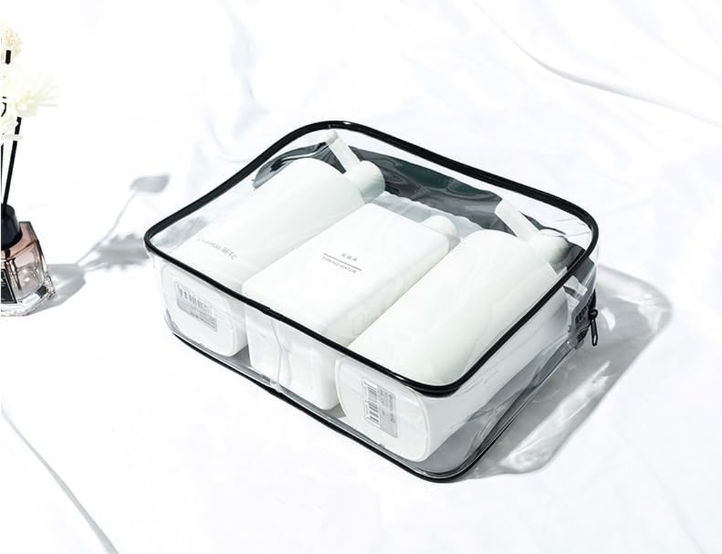 Aoiiigo Clear Toiletry Bags Quart-Sized Waterproof Transparent Toiletry Bags with Zippers Clear Cosmetic Makeup Bag for Travel, Beach Vacation and Bathroom image number 4