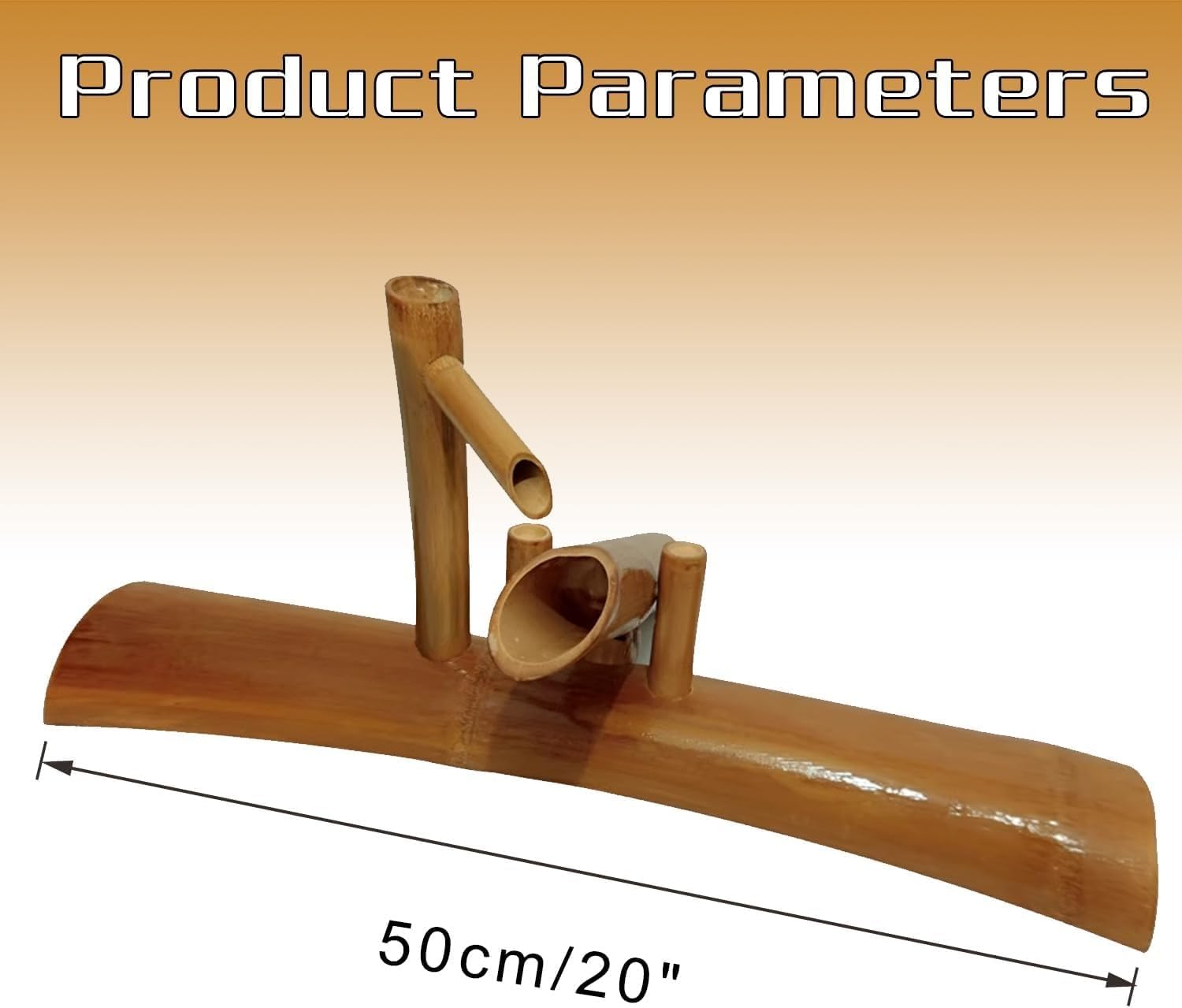 Japanese Garden Decor, 20 Inch Solar Powered Outdoor Bamboo Fountain for Backyard Pond, Zen Landscape Water Features for Desks, Patios and Yards image number 2