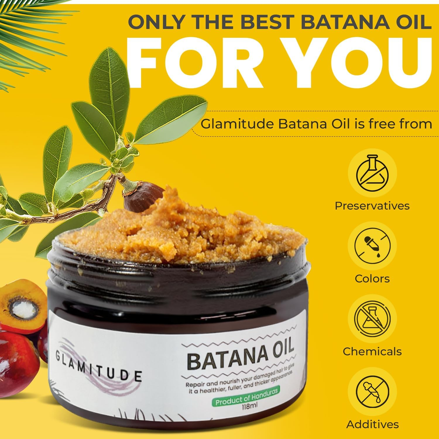 Batana Oil Hair Growth Oil &ndash; Pure & Natural Batana Wild Harvested | Unrefined Batana from Honduras | Nourishing Hair & Scalp Treatment | Moisturizing Body Serum | 118Ml