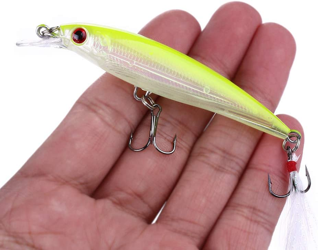 Origlam 【Best Deals】 10Pcs 3D Artificial Minnow Fishing Lures Baits Plastic Fishing Tackle Crankbait Bass Hard Bait Life-Like Swimbait Fishing Lure Bait image number 2
