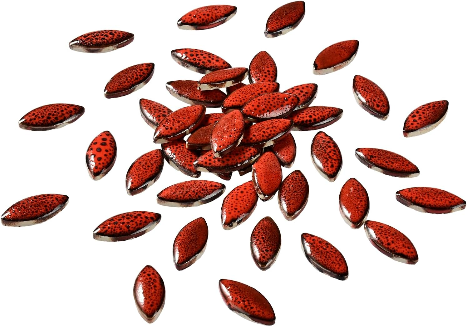 SMANTA 70 Pcs Petal Ceramics Mosaic Tiles for Crafts, Stained Ceramics Mosaic Supplies, Flower Leaves Mosaic Ceramics Pieces Kit for DIY Crafts Plates Picture Frames Home Decorations - Mixed Color