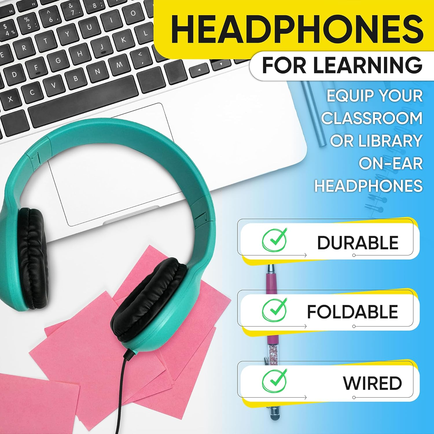 1 Pack Wired On-Ear Leather Headphones with 3.5Mm Connector, Oval Metal Housing, Black image number 4