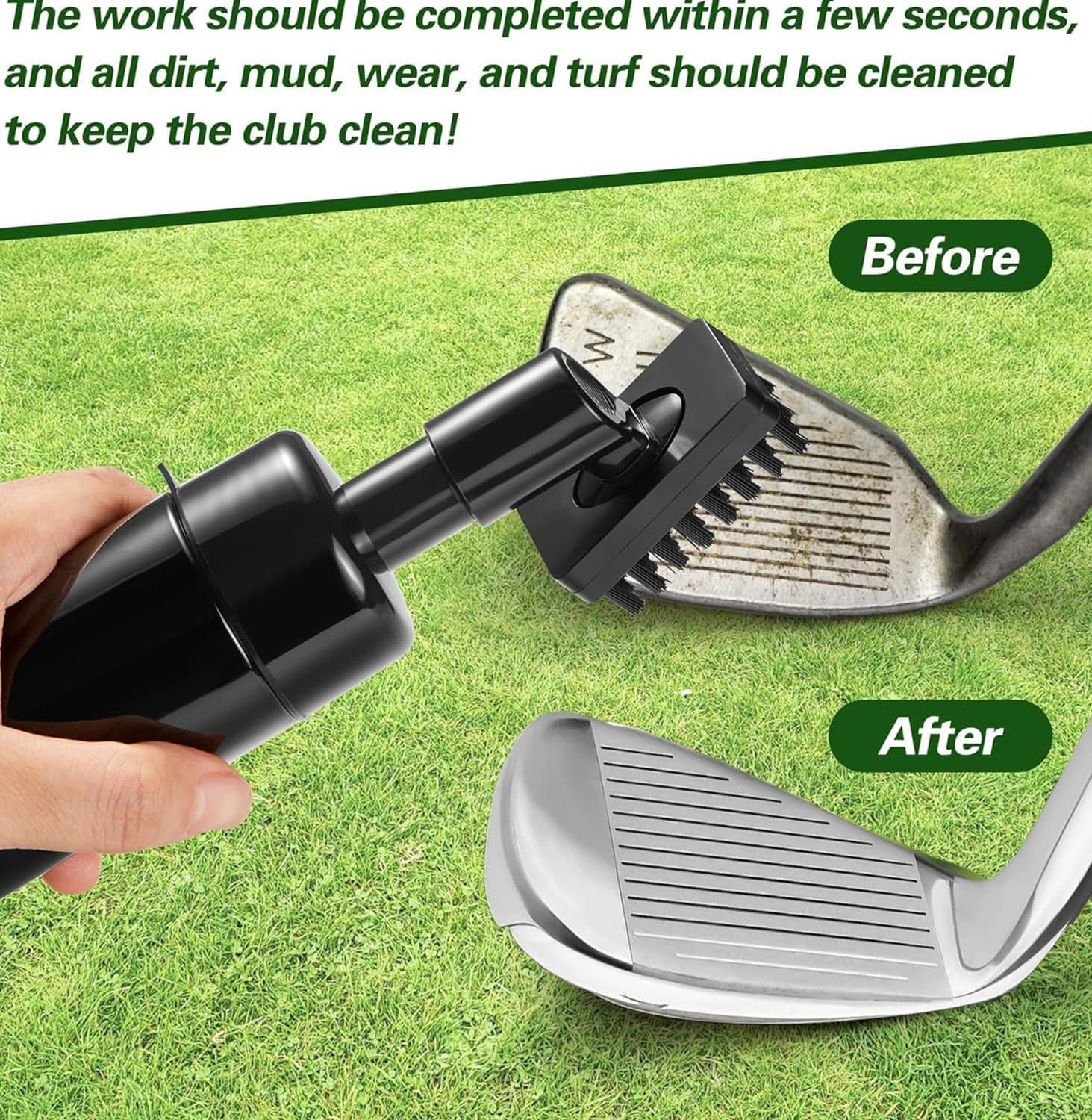 Golf Cleaning Brush,Pro Golf Club Brush Cleaner with Retainer Clip and Squeeze Water Bottle, Large Cleaning Coverage, Nylon Brush, Portable, Lightweight, Anti-Leak Bottle image number 1