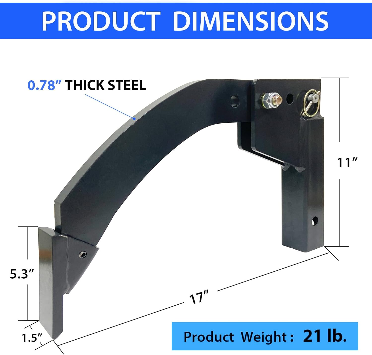 Hitch Mounted Trencher, Hitch Lawn Ripper for ATV/UTV Tractor, Adjustable 16" Trenching Shank Plow, Fits Heavy Duty Subsoiler, Tractor Plow, 3 Point Hitch image number 1