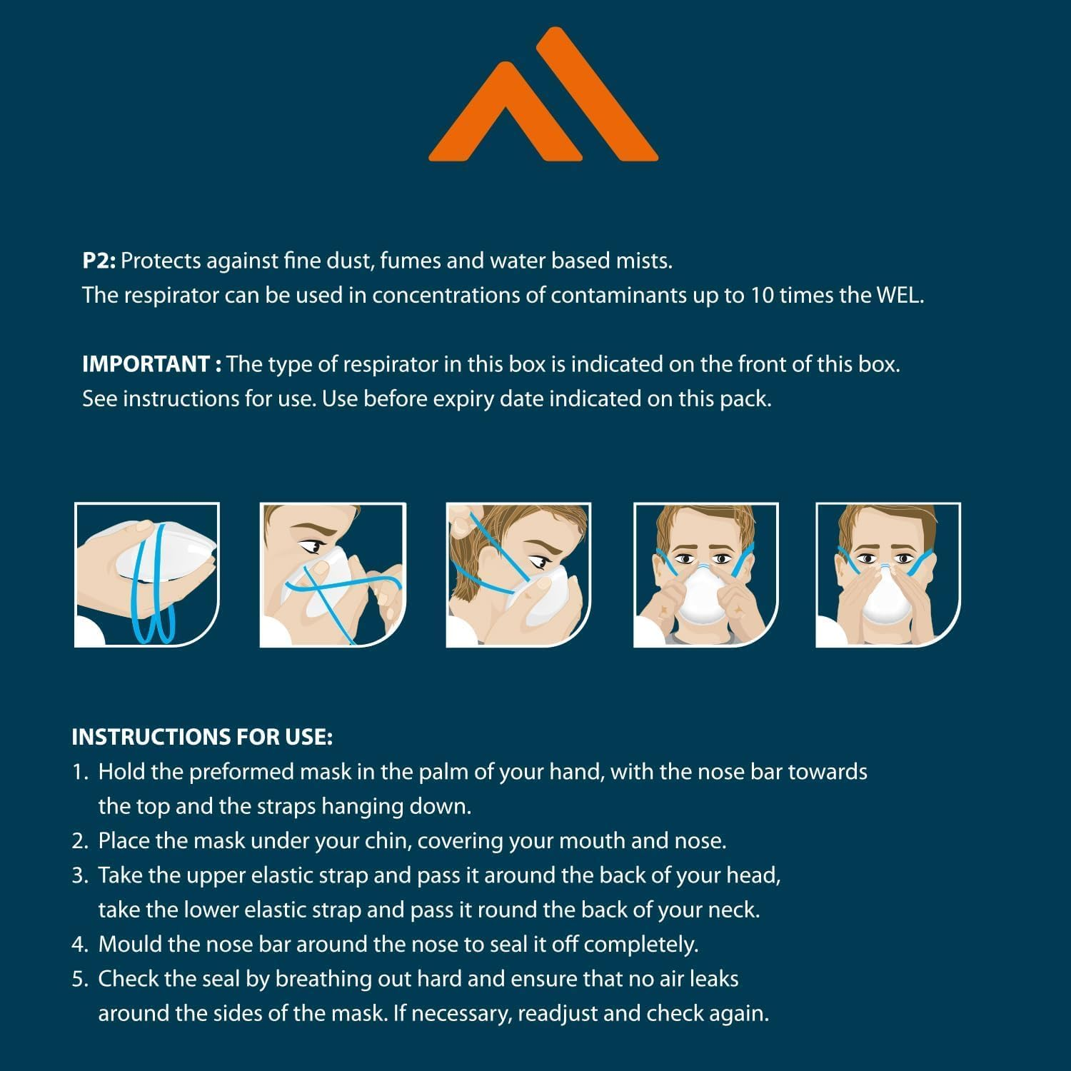 Portwest P250 Disposable FFP2 Fold Flat Respirator Face Mask (Pack of 20) White image number 4