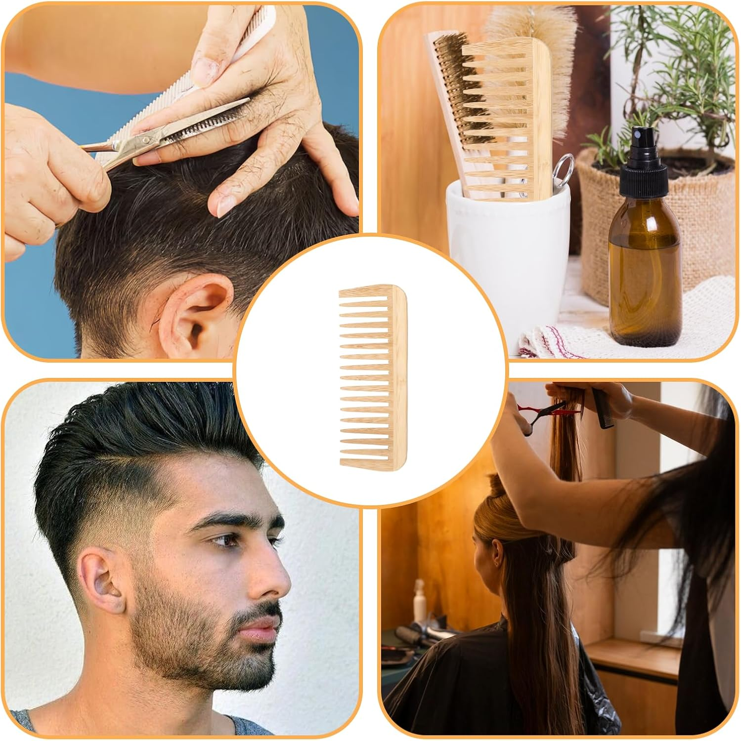 Bamboo Wide Tooth Comb, Large Hair Detangling Comb, Natural Wooden Combs for Hair, Beard, Mustache, Travel-Friendly, Hand Polished, No Handle Design image number 2