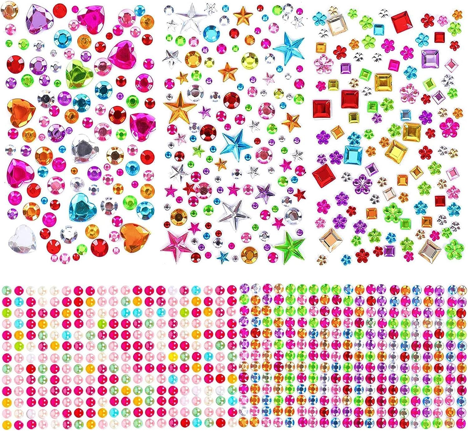 Rhinestone Stickers, 1510 Pcs Self-Adhesive Jewels Sticker Gem Stickers for Kids DIY Craft Cards, Acrylic Gems Decorative Diamond Stickers for Wedding Decorations, Body, Nail, Assorted Sizes image number 5