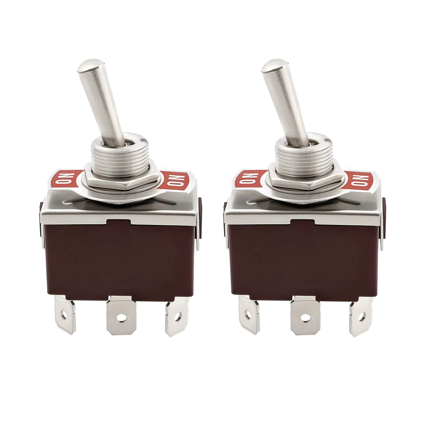 YINETTECH 2Pcs 6 Pin Toggle Switch 250 VAC 15A - 125 VAC 20A Double Pole Double Throw 2 Position Latching Maintained Silver Contact for 12 MM Mounting Hole image number 4