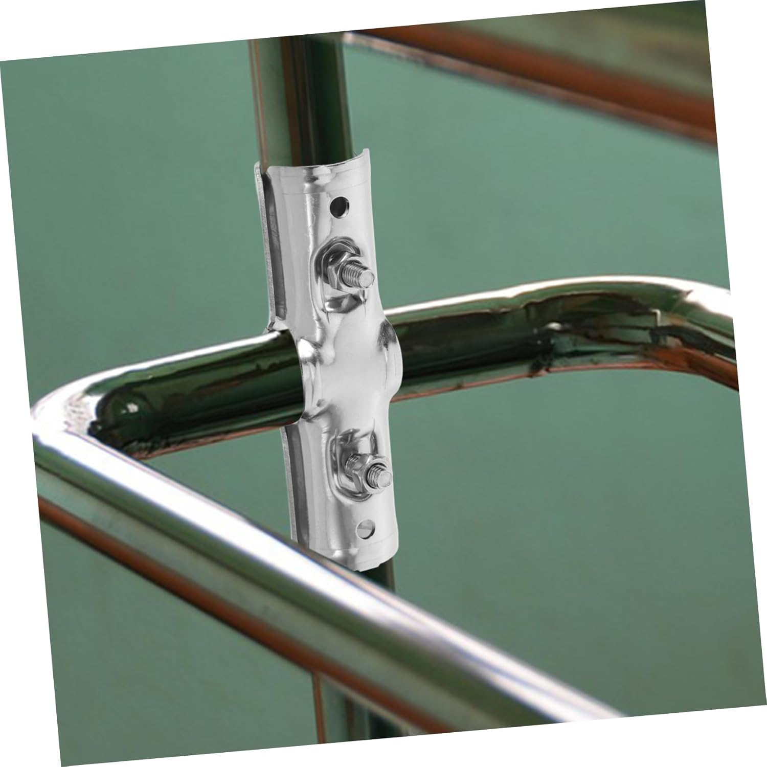 KONTONTY 2Pcs Stainless Steel Pipe Connector and Tube Clamp for Greenhouse Repair, Galvanized Metal Adapter T-Joint Design, Sturdy Greenhouse Supplies for Frame Fixing and Structure Reinforcement image number 2