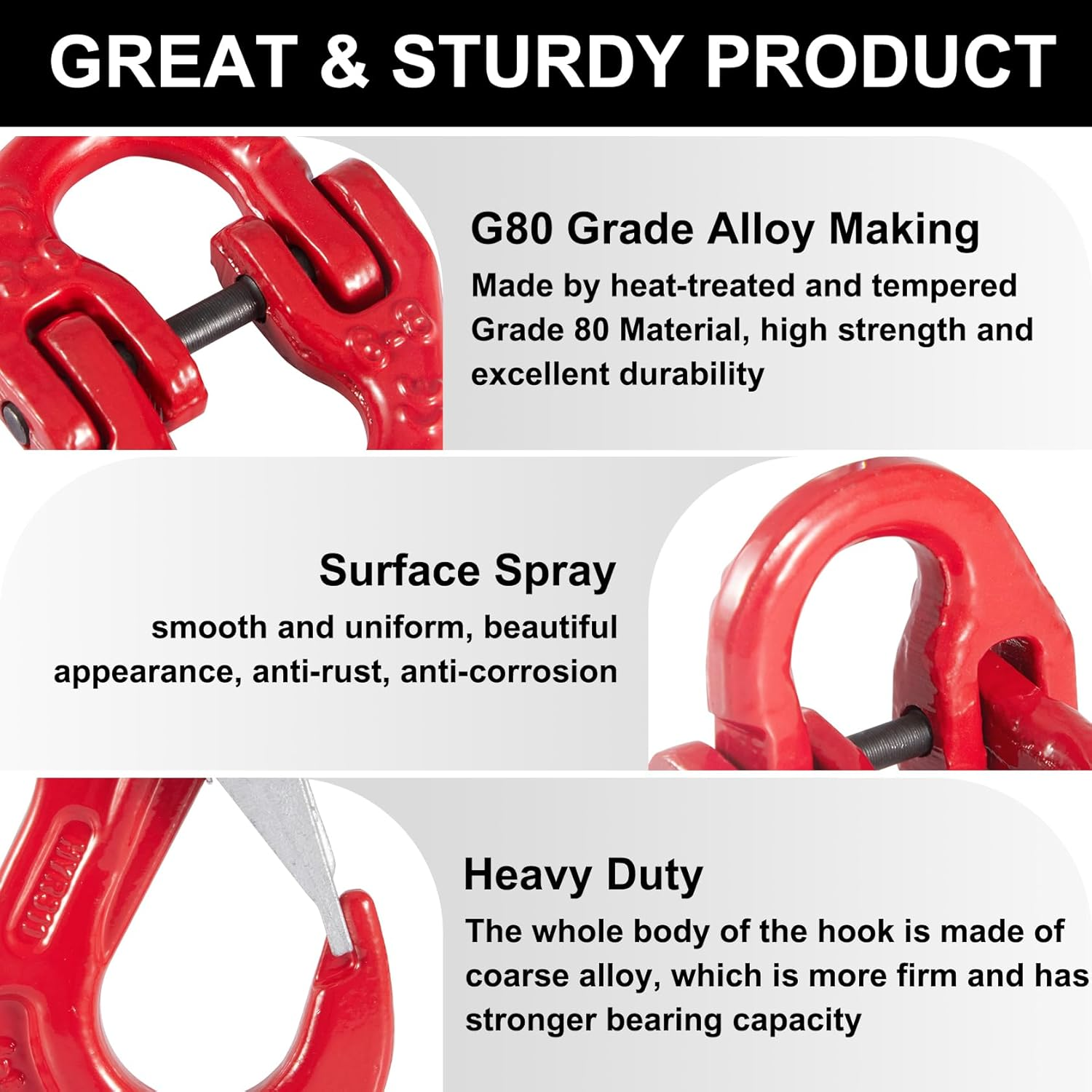 2 Pack Sling Hook with Hammerlock for Caravan Camper Trailer Safety Chain Connecting Extend (1.12T) image number 5