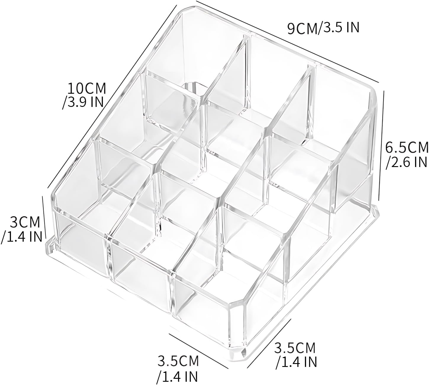 Kzvsiy 1-Pack 9-Slot Acrylic Nail Polish & Lipstick Organizer, Clear Cosmetic Storage Stand, Small Beauty Makeup Display Case for Lip Gloss, Lipstick, Nail Polish, and More image number 1